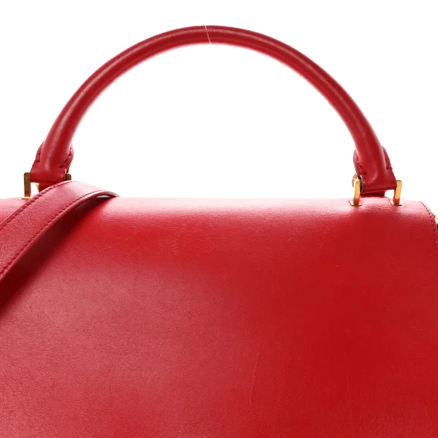Celine Satin Baby Grained Calfskin Small Tri-Color Trapeze Carmin in Caviar leather from FASHIONPHILE, photo 7 of 9