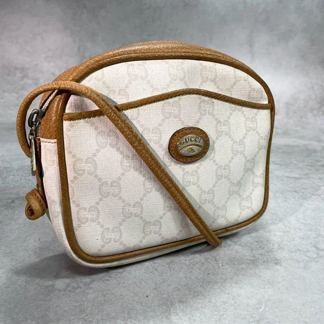 Gucci GG Shoulder Bag Brown White Logo Leather in Brown Leather from The Reluxe