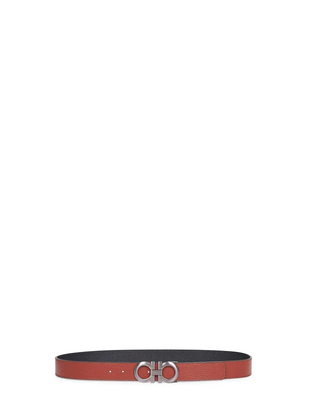 Ferragamo Reversible Gancini Belt — Brown Calf Leather in Brown Calfskin from HEWI