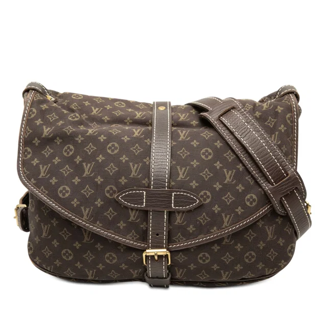 Brown Louis Vuitton Monogram Mini Lin Saumur 30 Crossbody Bag in Brown Canvas from Designer Revival