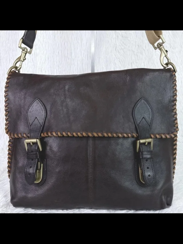 Mulberry Dark Brown Leather Messenger Bag With Whipstitch Trim in brown|red Leather from Poshmark