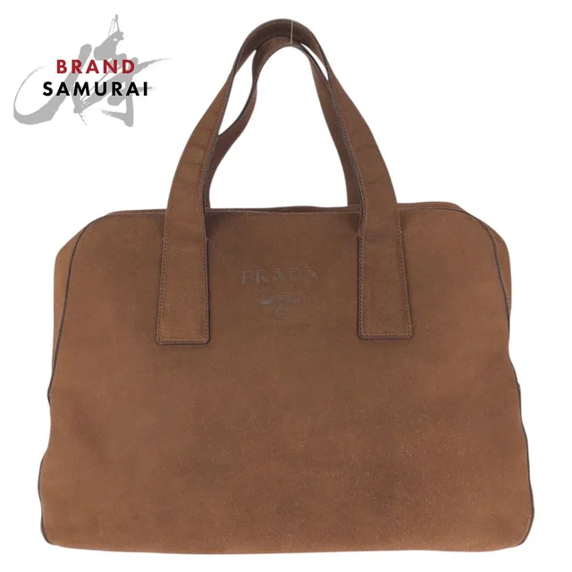 Prada Boston Bag in Brown Suede from The Reluxe