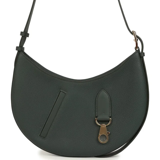 Hermès P'tit Arcon Bag Vert Mangrove Togo and Swift Permabrass Hardware in Green Togo leather from Madison Avenue Couture