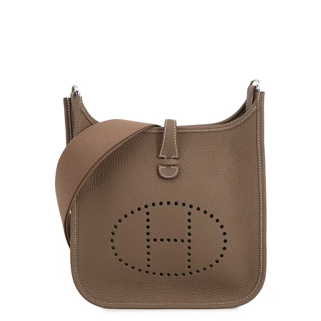 Hermès Evelyne 3 Etoupe Taurillon Clemence Size 23 in Taupe Clemence leather from GALLERY RARE