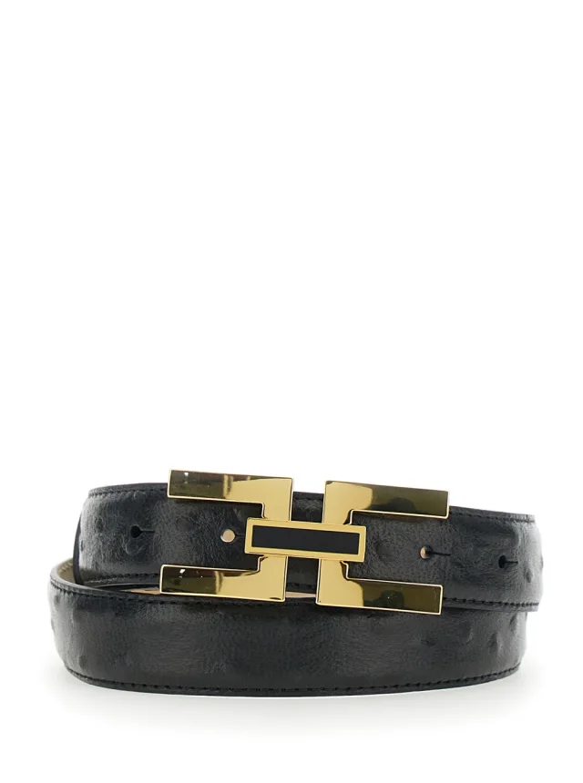 Black Belt 'CT25S62E2110' with Leather Logo Detail in Black, image 1 of 1 from Gaudenzi Boutique