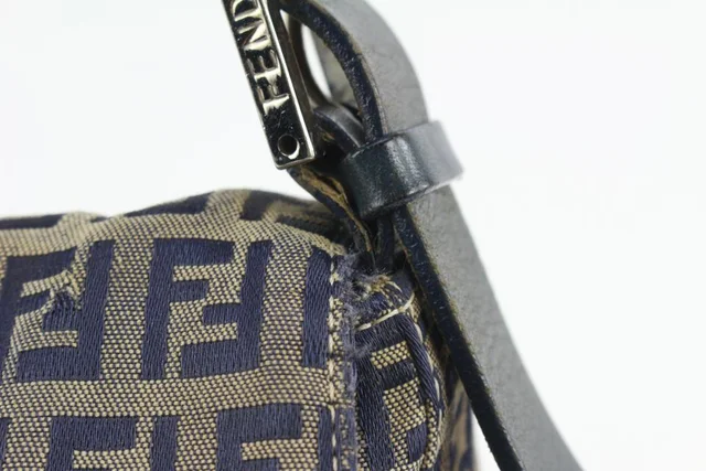 Fendi Mini Zucca Navy Blue Zucchino Canvas Mama Forever Bag in Navy Canvas from Bagriculture