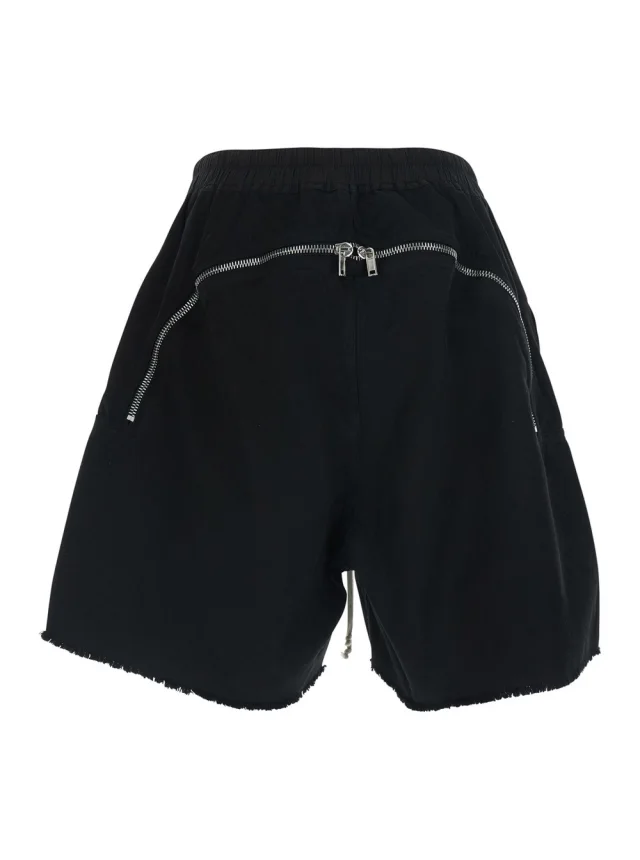 Drkshdw Black Shorts with elasticated drawstring waist and zip at the back in cotton for men in Black 100% Cotton, photo 3 of 6 from Gaudenzi Boutique