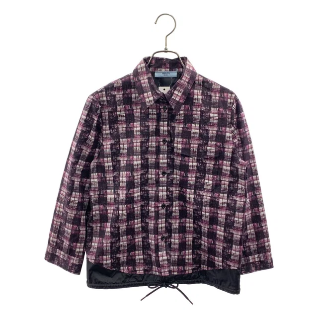 Prada All Over Drawstring Shirt Jacket 42 Purple in Purple from The Reluxe