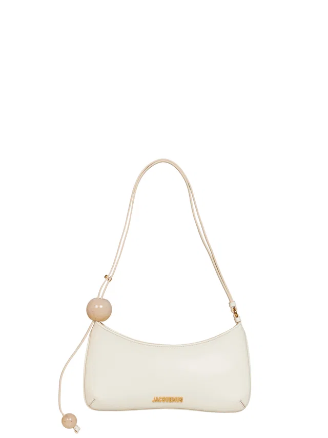 Jacquemus The Bisou Perle Shoulder Bag — Ivory Calf Leather in White Calfskin from HEWI