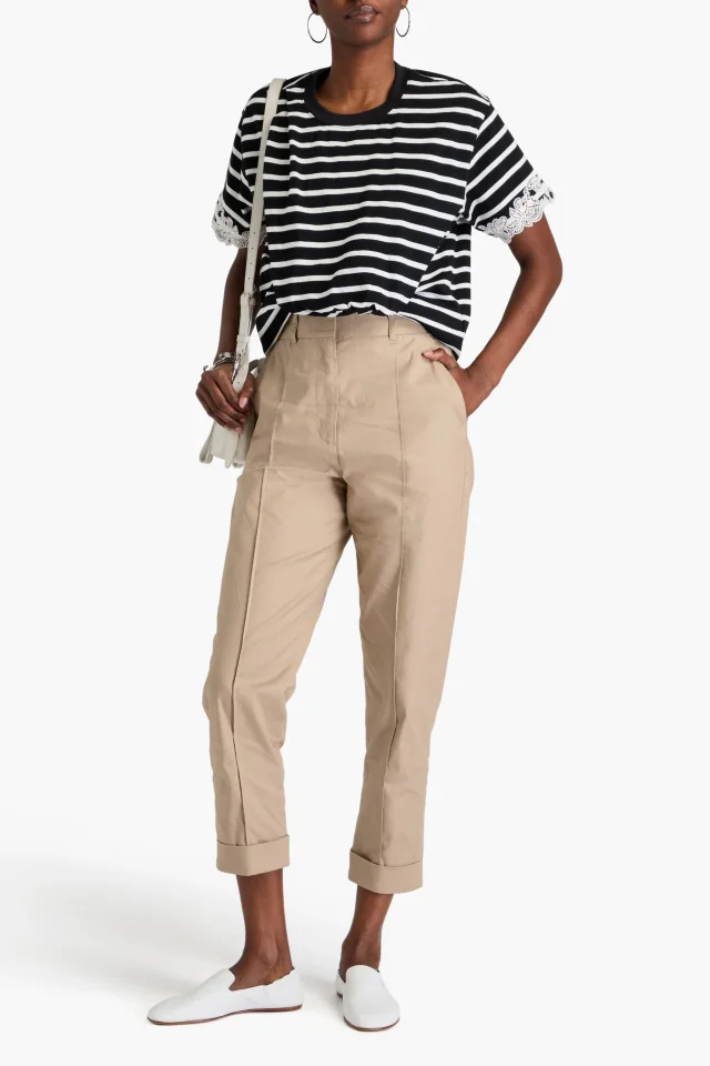 3.1 Phillip Lim Cotton-Blend Tapered Cropped Pants in Beige, photo 2 of 4 from THE OUTNET