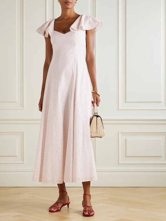 POSSE Marlowe ruffled polka-dot cotton-voile midi dress in Beige, photo 2 of 2 from NET-A-PORTER (Canada)