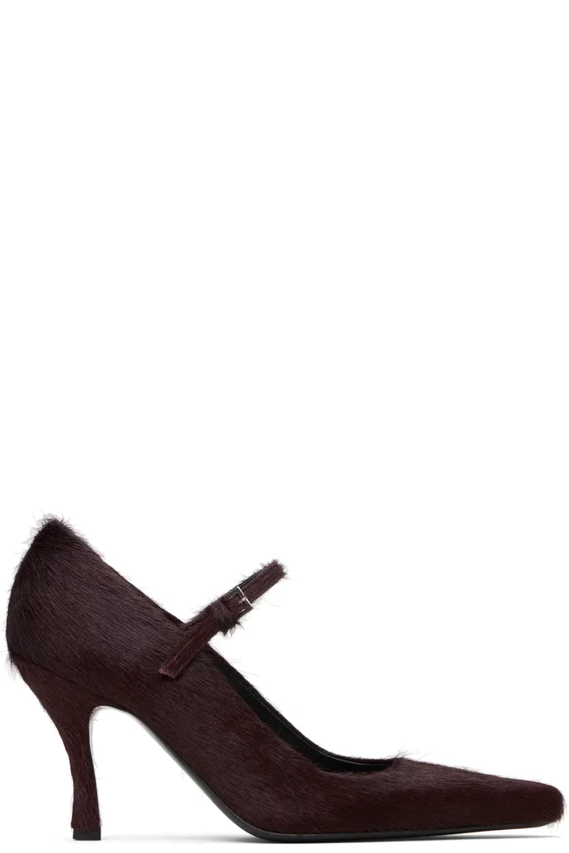 Loulou de Saison Burgundy Kabel Pony-Effect Leather Heels, image 1 of 1 from SSENSE