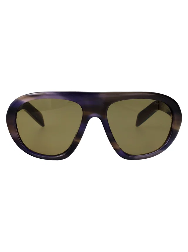 Prada 0pr Striped Acetate Sunglasses — Brown in Brown from HEWI