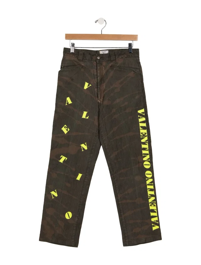 Valentino Garavani High-Rise Straight Leg Jeans in green from The RealReal