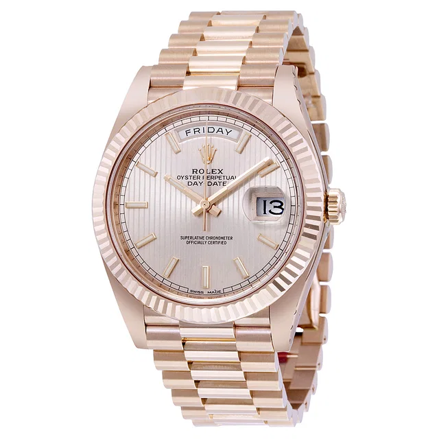Rolex Day-Date 40 Sundust Stripe Dial Mens Watch 228235SNSSP in gold|pink from Jomashop.com