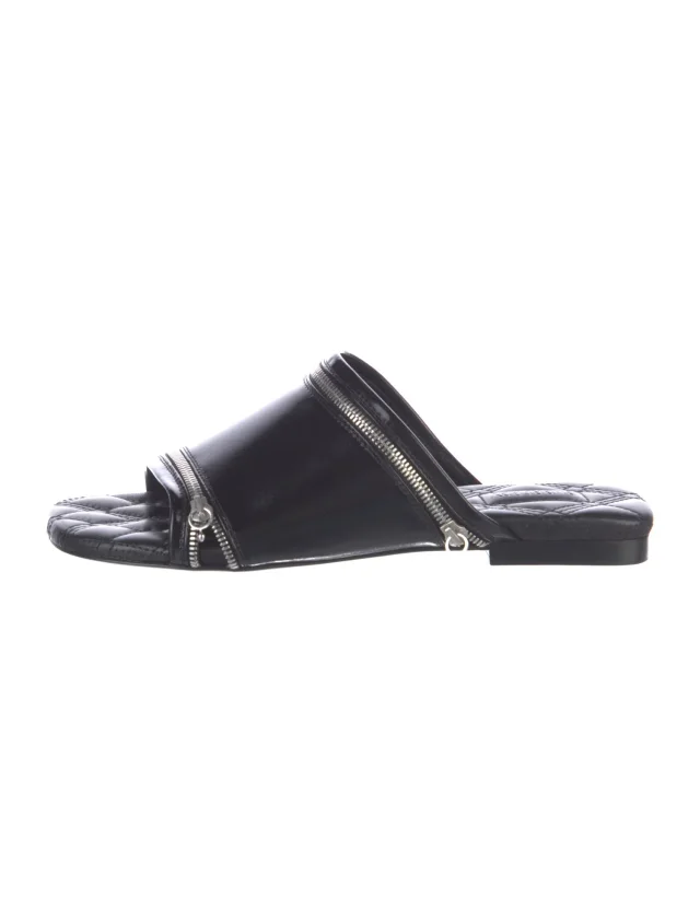 Burberry Leather Slides in black Leather from The RealReal