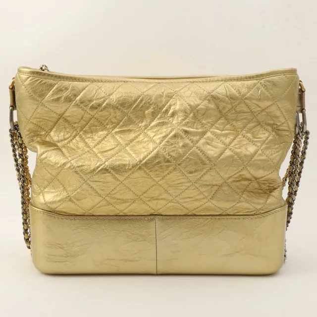 2016-era CHANEL "Gabrielle" Chain Shoulder Bag, Gold in Gold Calfskin from VINTAGE QOO TOKYO, photo 2 of 13
