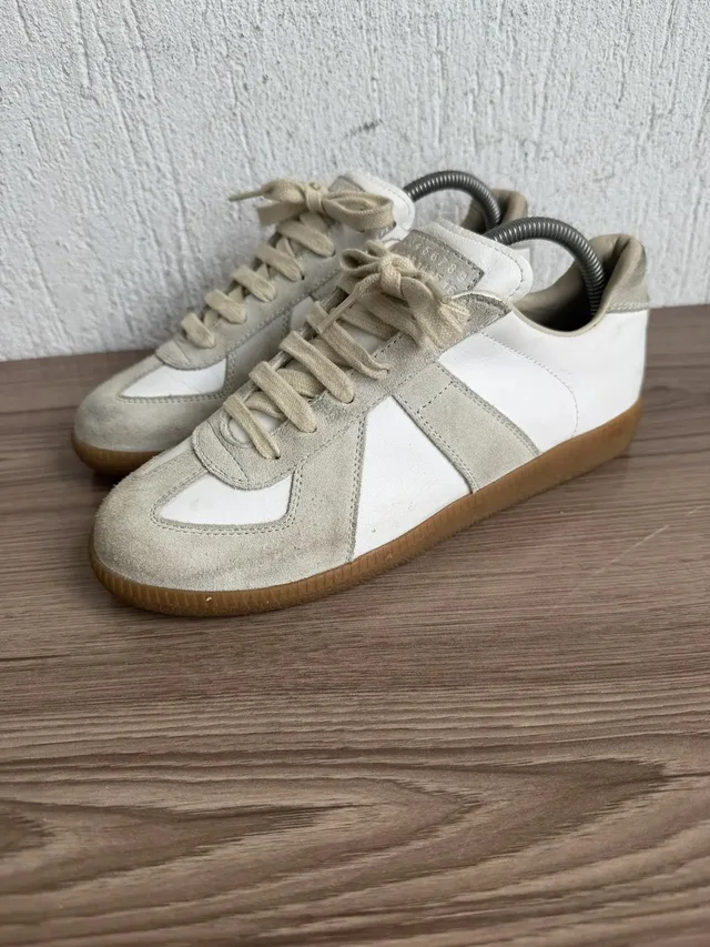 Maison Margiela Gats Replica Trainers in Beige, Women's (Size 7) in neutral|white Leather from Grailed