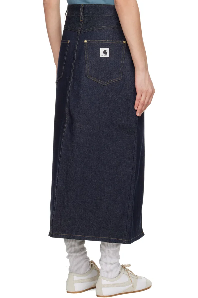 Carhartt Work In Progress Blue Brandon Denim Midi Skirt, photo 3 of 4 from SSENSE