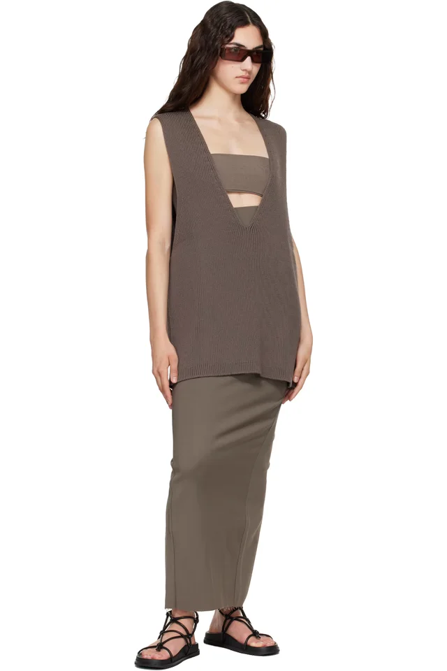 Rick Owens Gray Tower Wool Knit V Neck Vest, photo 4 of 4 from SSENSE