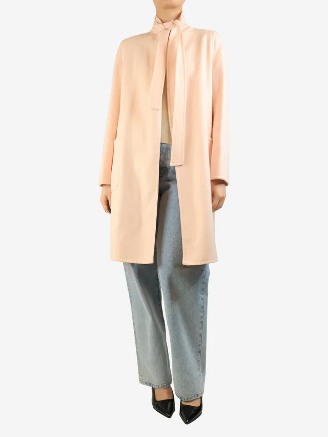 Max Mara Blush pink angora blend coat - size UK 10 in Pink Wool from Sign of the Times