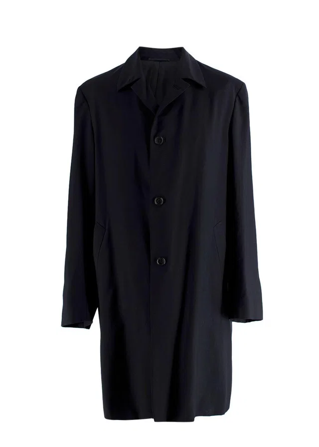 Jil Sander Navy Lightweight Trench Coat in Navy Wool from HEWI