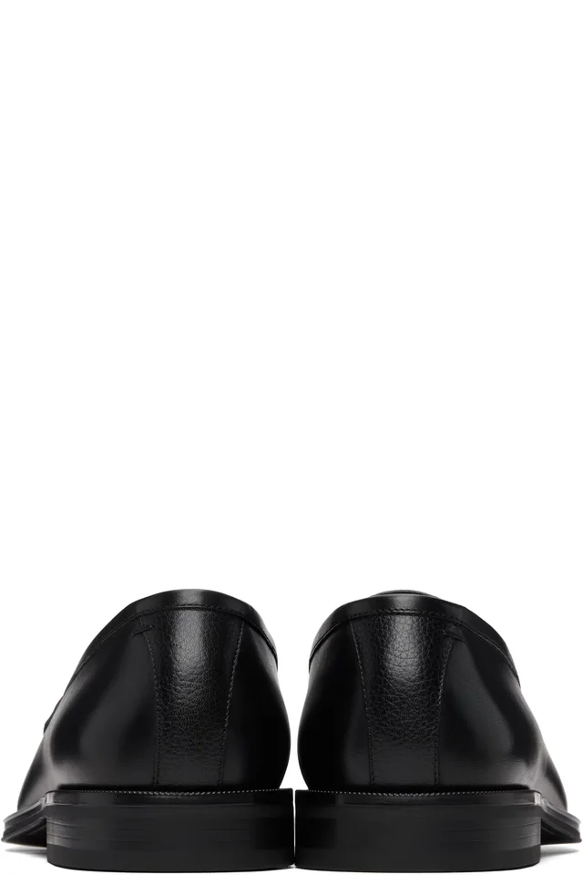 BOSS Black Plain Penny Trim Leather Loafers, photo 2 of 3 from SSENSE