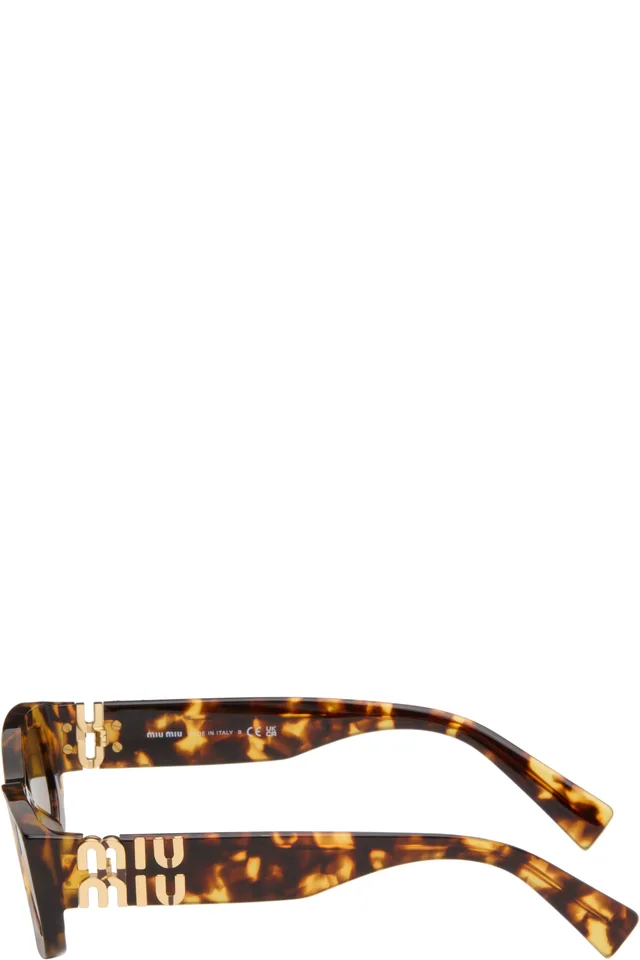 Miu Miu Eyewear Brown Rectangle Sunglasses, photo 3 of 4 from SSENSE