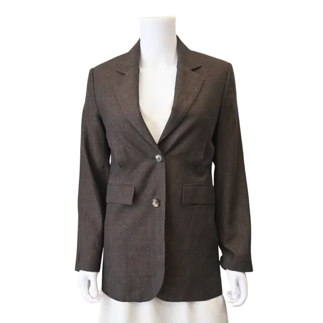 Loewe Dark Brown Two-Button Linen Blazer in Brown from Clotheshorse Anonymous