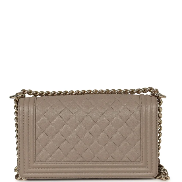 Chanel Medium Boy Bag Dark Beige Shiny Caviar Light Gold Hardware in Beige Caviar leather from Madison Avenue Couture, photo 2 of 2