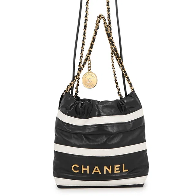 Chanel CHANEL22 ChainShoulder Bag Black/WhiteAS3980 Shiny Calf Leather Size Mini in Black Calfskin from GALLERY RARE