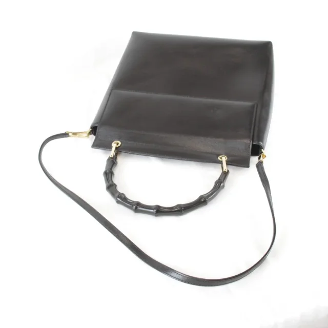 Gucci Bamboo Leather 2way Shoulder Bag in Black Leather from LuxUness, photo 5 of 9