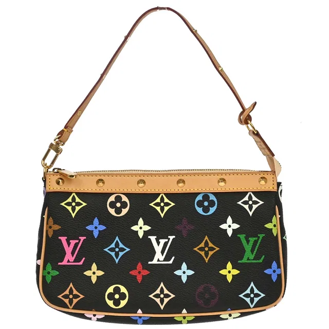 Louis Vuitton 2004 Black Multicolor Pochette Accessoires M92648 in Black Canvas from AMORE Vintage Tokyo