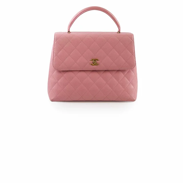 Chanel Caviar 24k Vintage Kelly Top Handle Pink in Pink Caviar leather from The Purse Affair