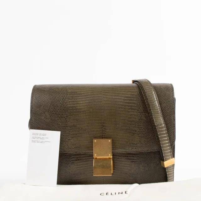 Celine Army Green Lizard Medium Classic Bag in Green Lizard from Labellov, photo 2 of 9