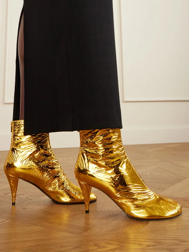 PROENZA SCHOULER Glove crinkled metallic leather ankle boots in Metallic, photo 2 of 2 from NET-A-PORTER (Canada)