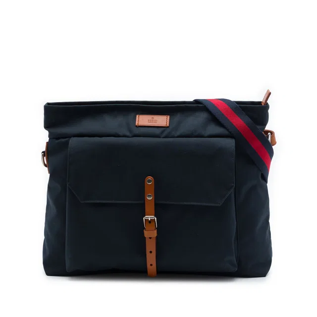 Blue Gucci Nylon Web Crossbody in Blue Nylon from Designer Revival