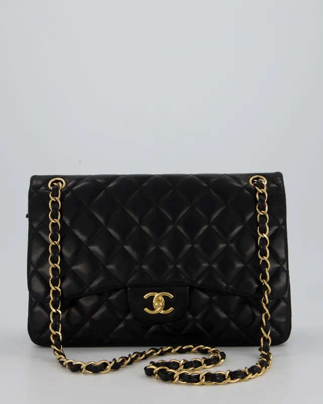 Chanel Black Jumbo Classic Double Flap Bag in Black Lambskin from Sellier
