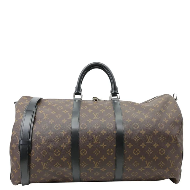 Louis Vuitton Keepall 55 Bandouliere Monogram Canvas Travel Bag Black in Black Coated canvas from Dallas Designer Handbags