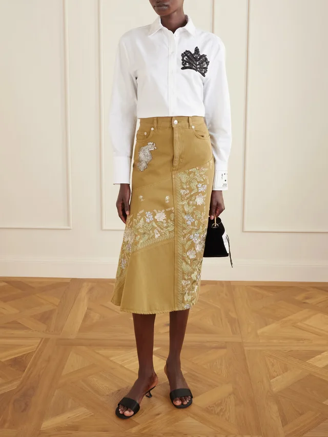 ERDEM Embellished lace-trimmed organic cotton-poplin shirt in White, photo 2 of 2 from NET-A-PORTER (Canada)