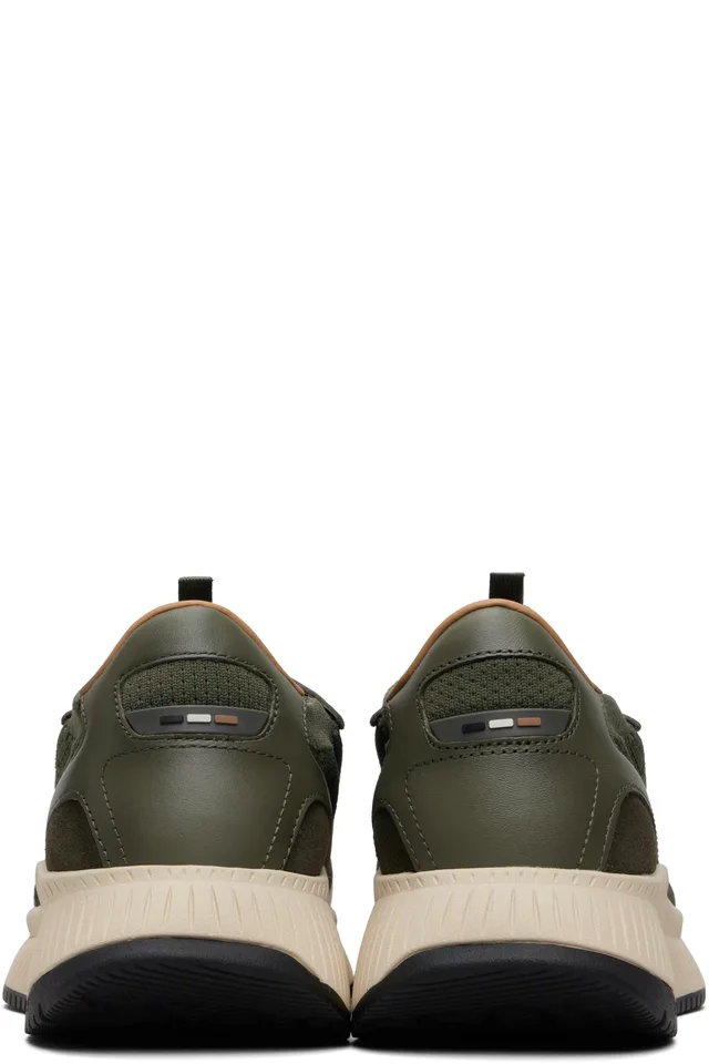 BOSS Khaki TTNM EVO Knitted Upper Sneakers, photo 2 of 2 from SSENSE