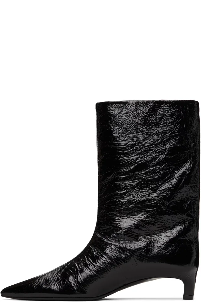 Jil Sander Black Crinkled Calfskin Boots, photo 3 of 5 from SSENSE
