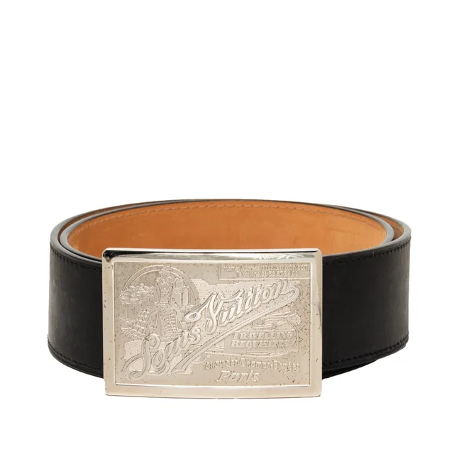 Black Louis Vuitton Leather Travelling Requisites Belt in Black Leather from Designer Revival