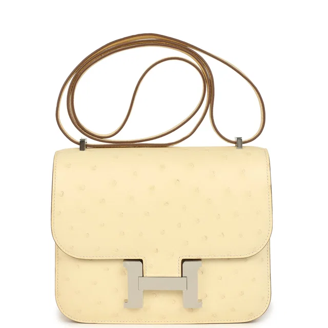 Hermès Constance 18 Vanille Ostrich Palladium Hardware in Ostrich from Madison Avenue Couture