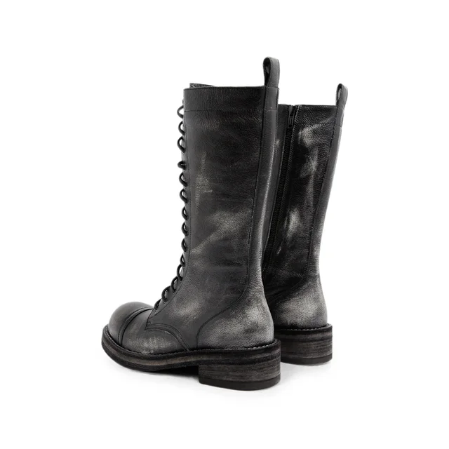 Ann Demeulemeester brushed leather lace-up combat boots, photo 2 of 6 from SENSER