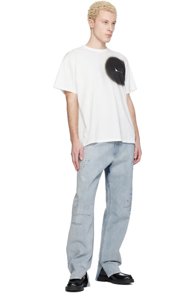 MM6 Maison Margiela White Spray Print T-shirt, photo 4 of 4 from SSENSE