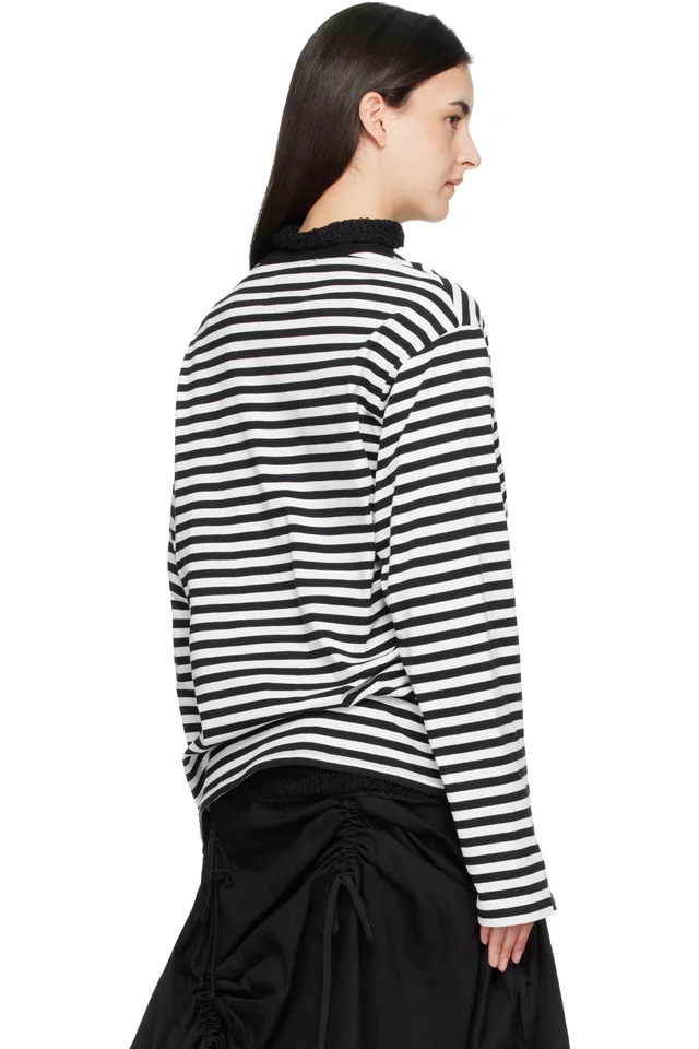 YOHJI YAMAMOTO Black & White Paneled Long Sleeve T-shirt, photo 3 of 5 from SSENSE