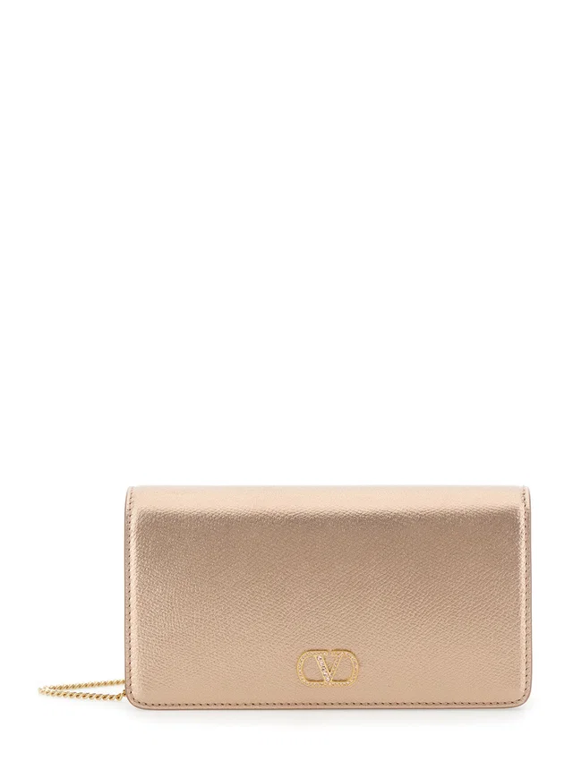 Valentino Garavani Clutch — Gold Calf Leather in Gold Calfskin from HEWI