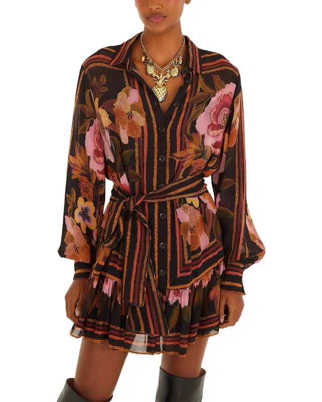 FARM Rio Chenille Flowers Black Mini Dress, image 1 of 1 from Gilt