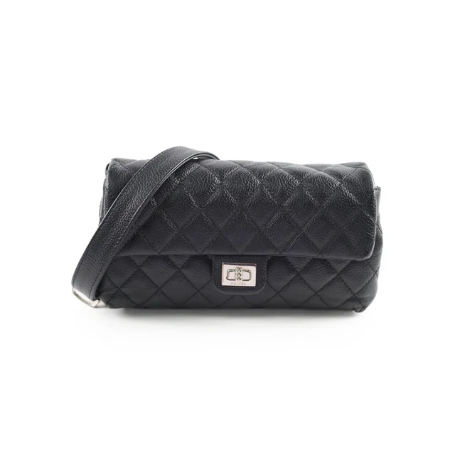 Chanel Mini Black Caviar Uniform Belt Bag in Black Caviar leather from The Purse Affair